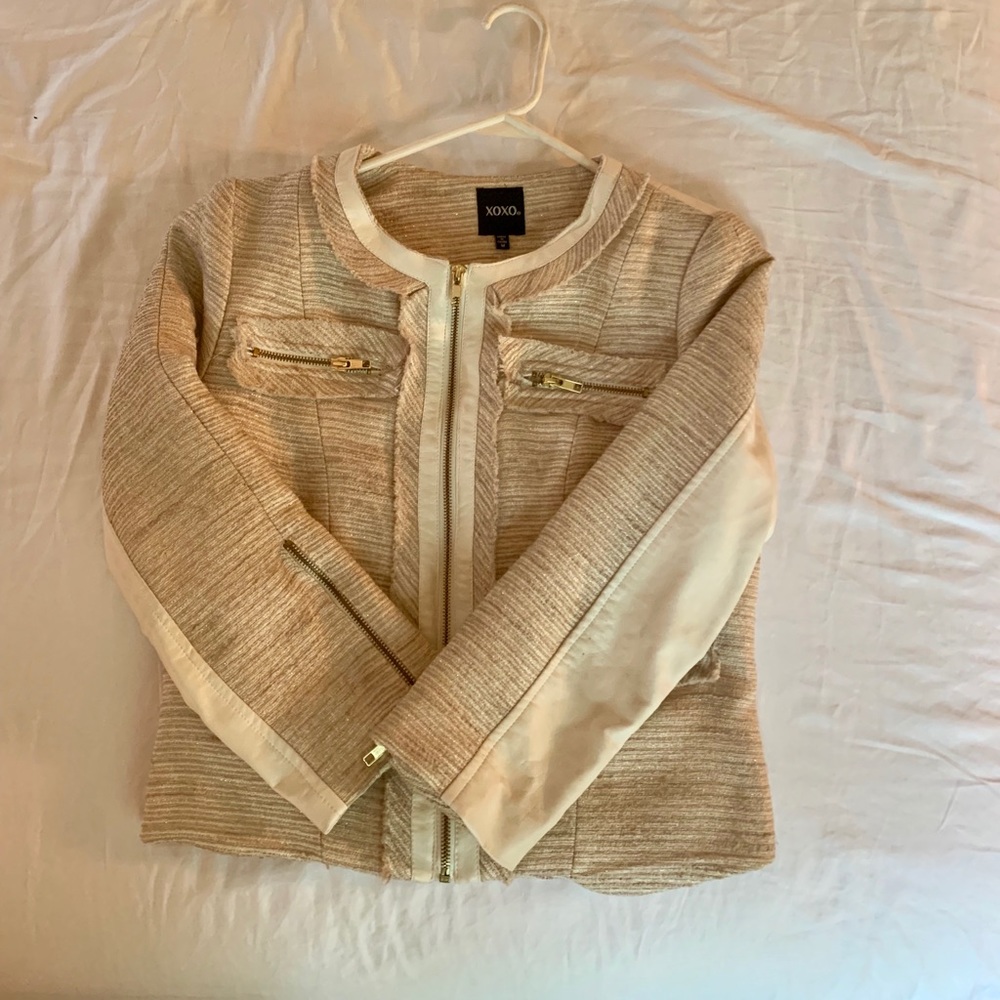 Gold and Cream faux leather jacket